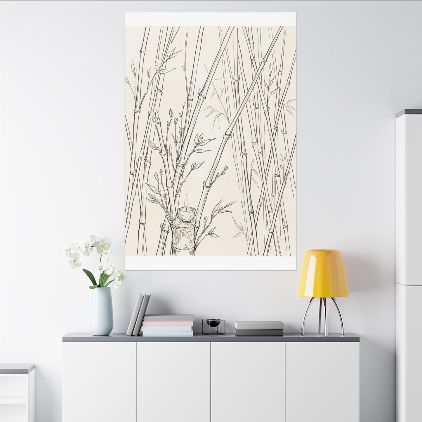 Candlelight Bamboo Grove Canvas Art - Japandi Fukinsei
