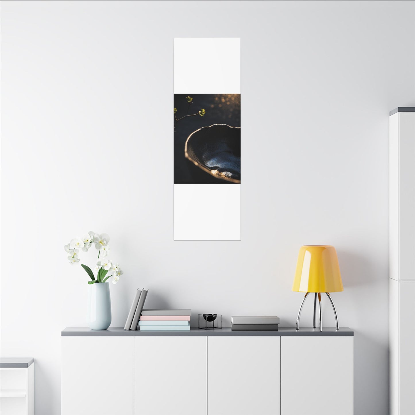 Ma Ceramic Bowl Canvas Art - Dark Japandi Shadow Zen