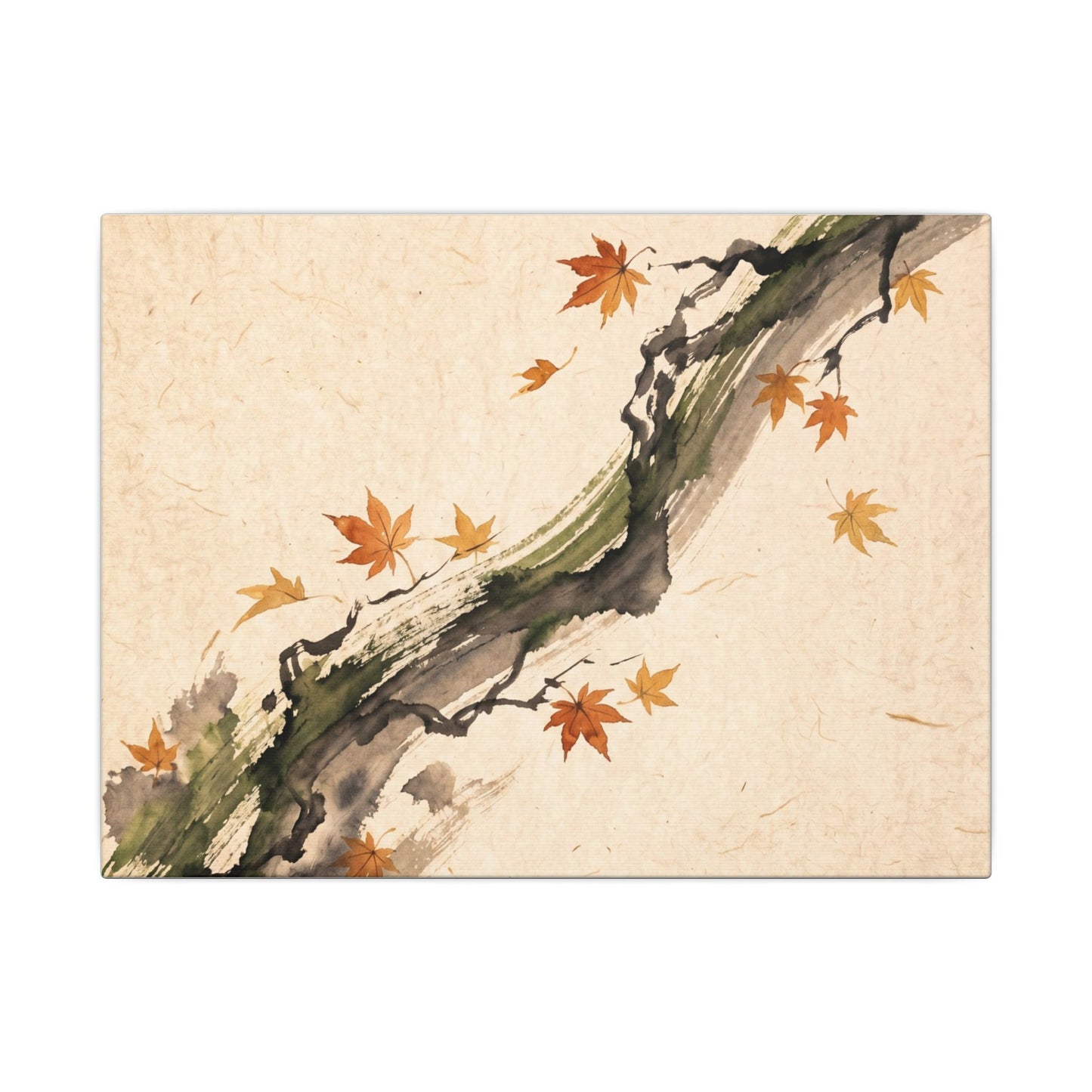 Ink Brushstroke Autumn Canvas Art | Zen Calm Design