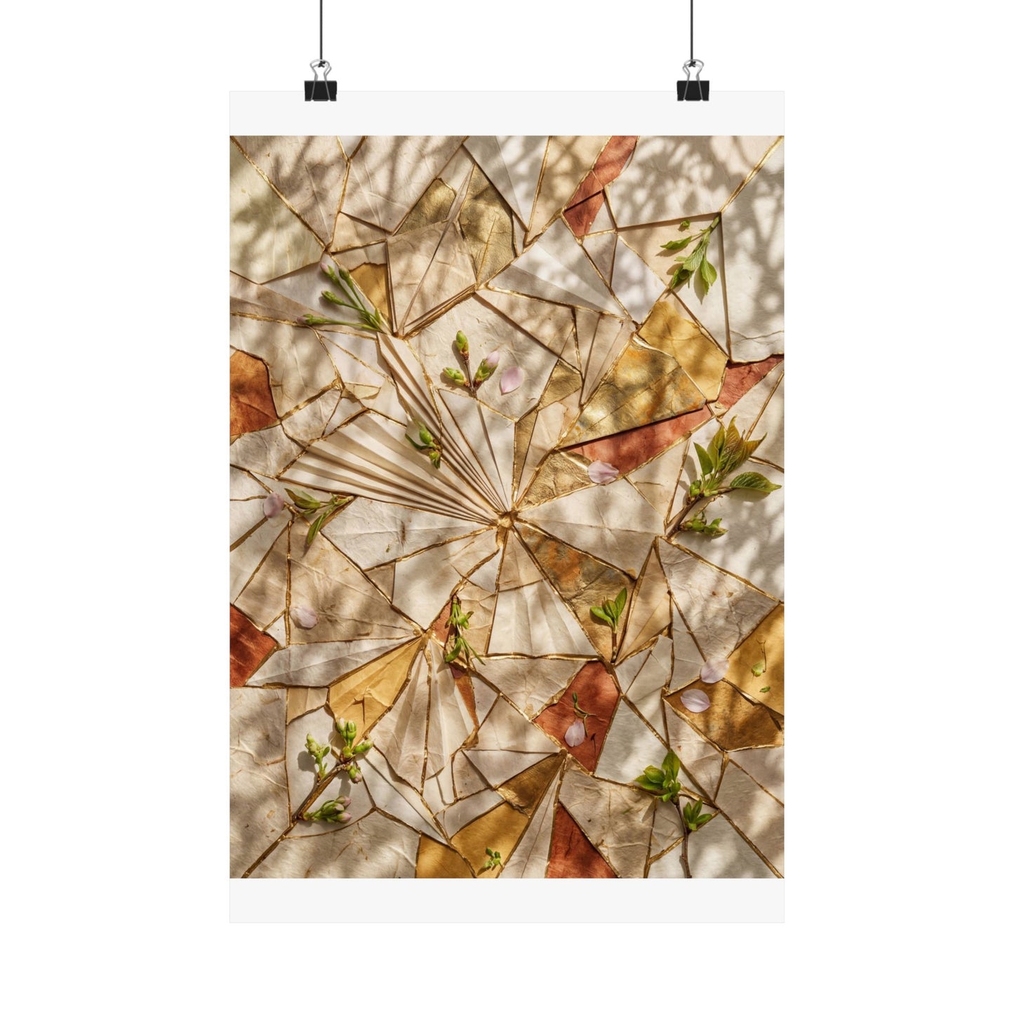 Artful Paper Fold Wall Art Print - Gold Repair Kintsugi Art Print