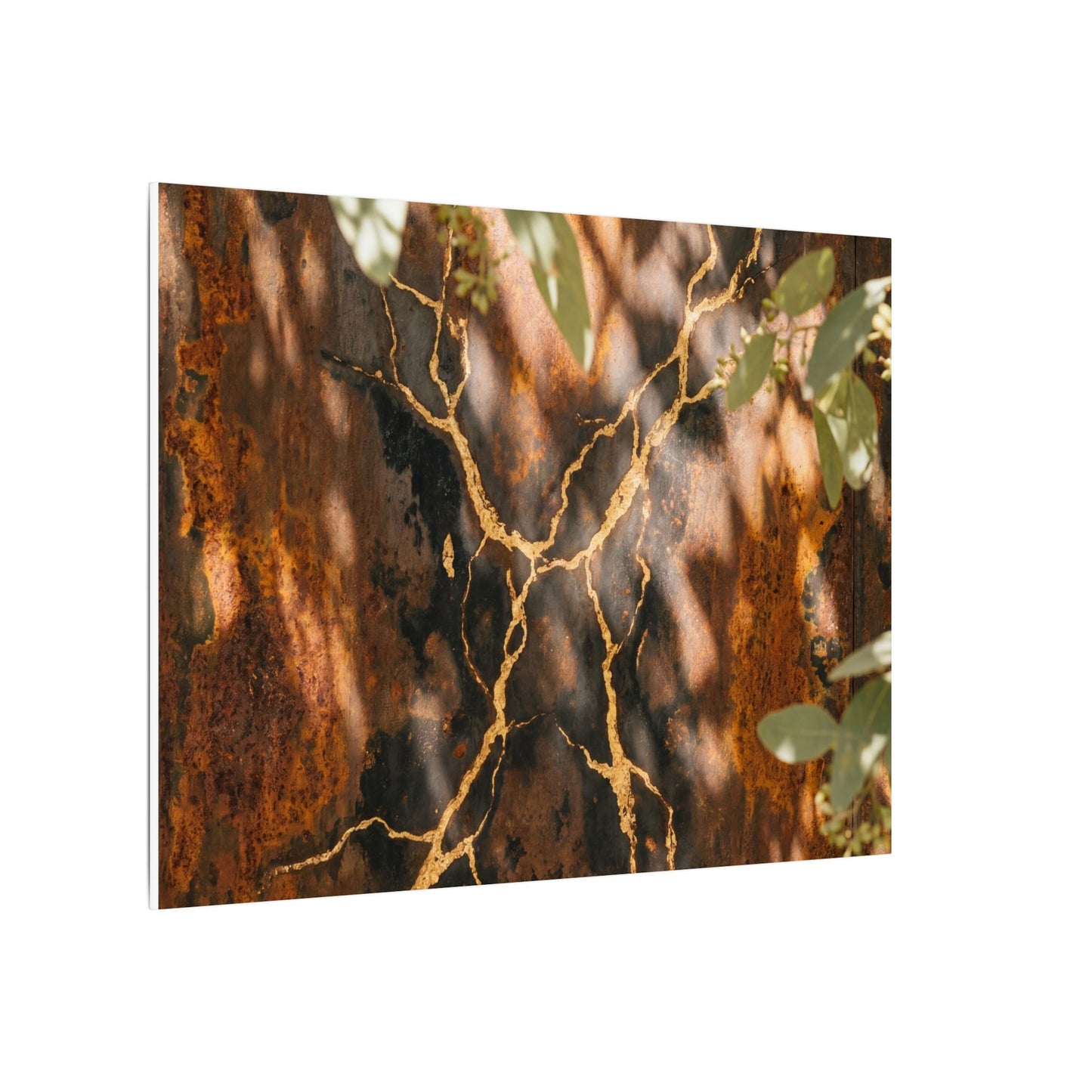 Kanso Rust Patina Canvas Art - Kintsugi Gold Vein