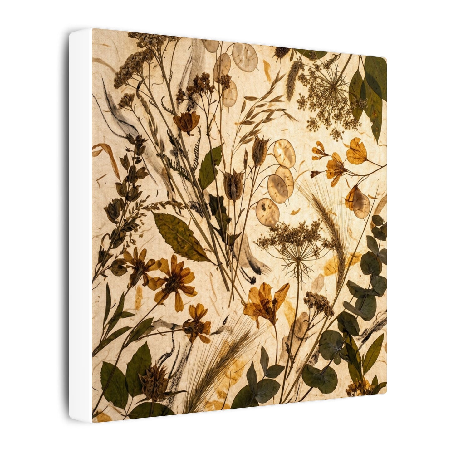 Dried Flowers Summer Canvas Art | Japandi Neutral Design