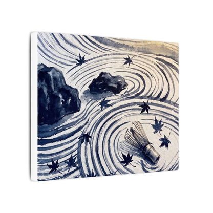 Zen Rock Garden in Golden Hour | Sumi E Canvas Art