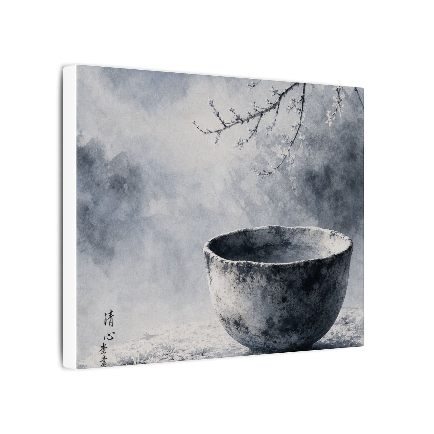 Seijaku Ceramic Bowl Canvas Art - Zen Sumi E
