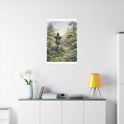 Neutral Stone Lantern Canvas Art - Watercolor Japandi