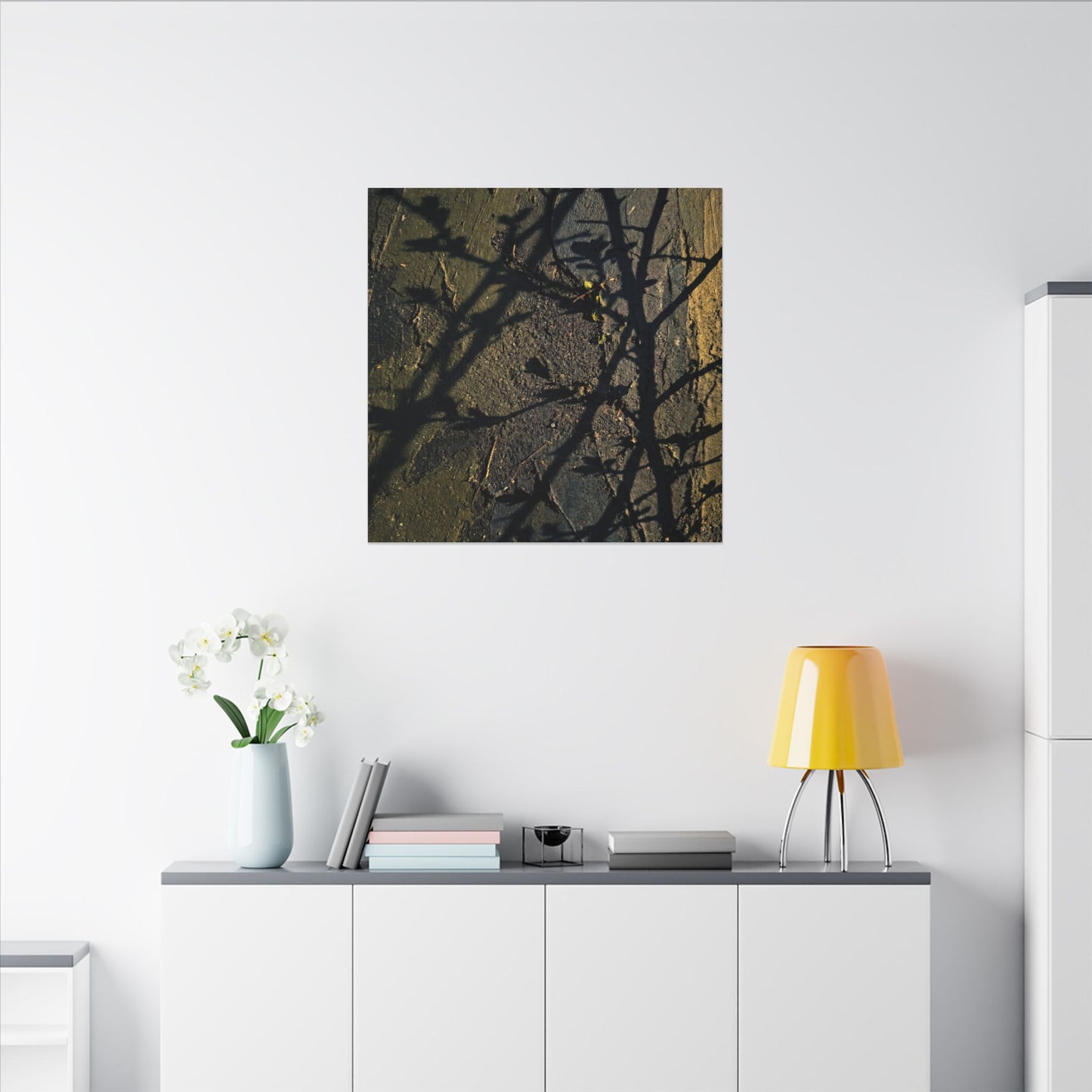Kanso Shadow Play Canvas Art - Dark Japandi Dark Texture