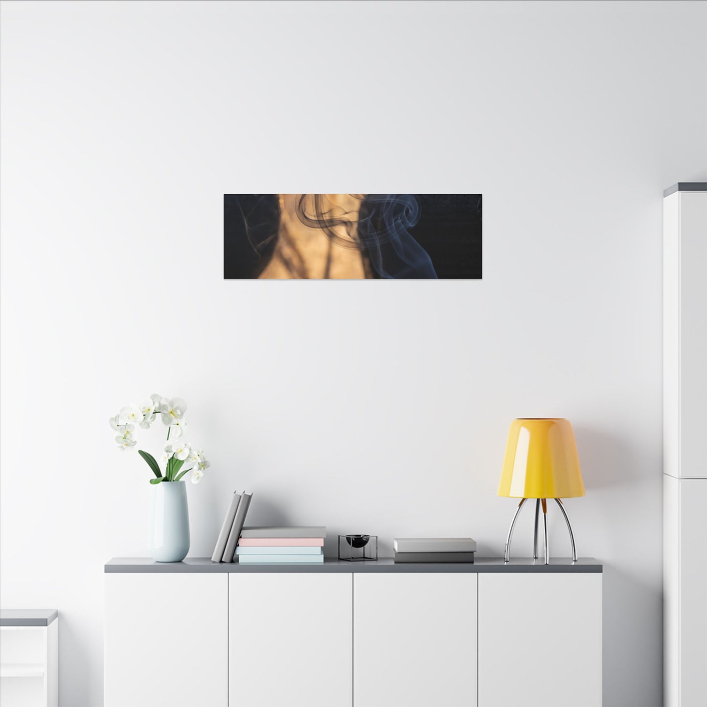 Incense Smoke Canvas Art | Winter Dark Japandi Shadow Zen Art