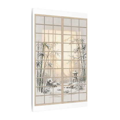 Winter Shoji Screen Sumi E Canvas Art | Tranquil Decor
