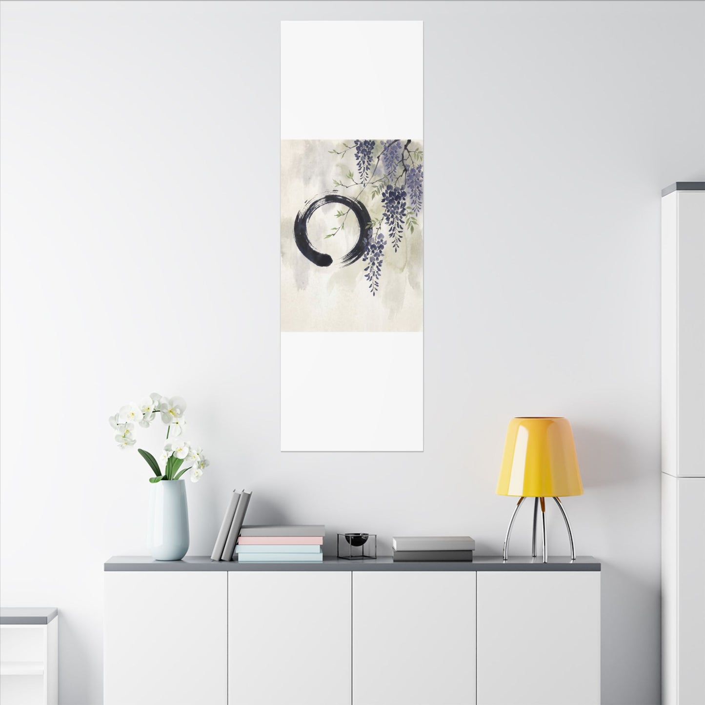 Wisteria Enso Canvas Art | Serene Zen Art