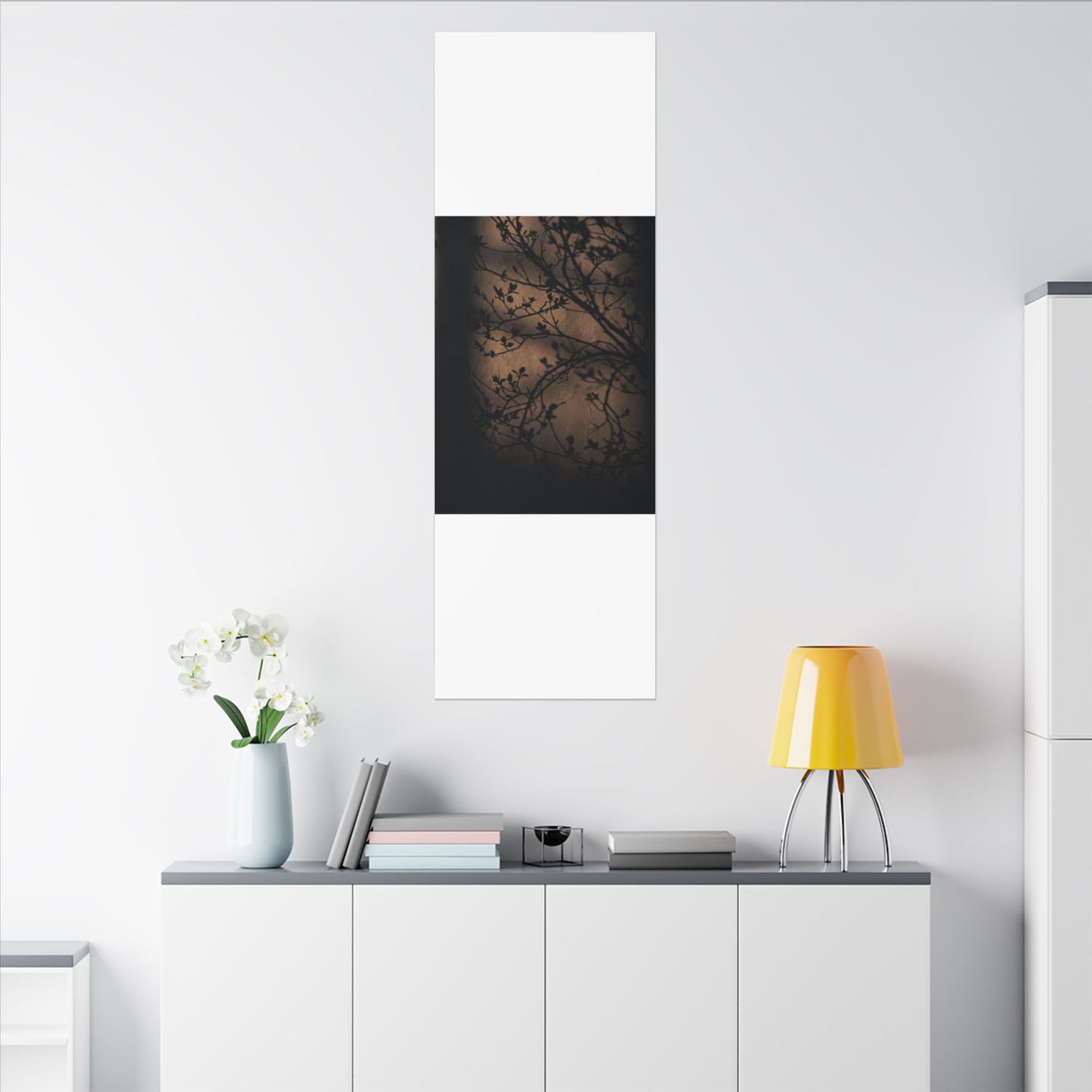 Dark Japandi Shadow Play in Golden Hour | Shadow Zen Canvas Art