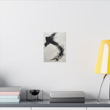 Ink Brushstroke Spring Canvas Art | Dark Japandi Sophisticated Design