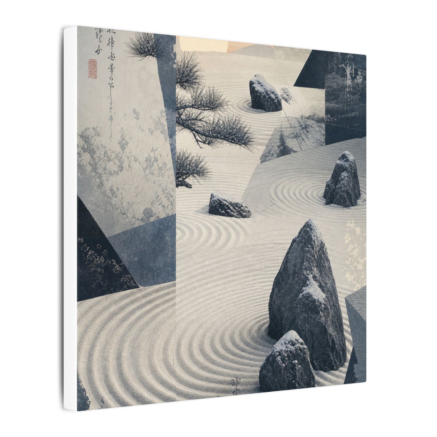 Seijaku Rock Garden Canvas Art - Zen Ukiyo E Inspired