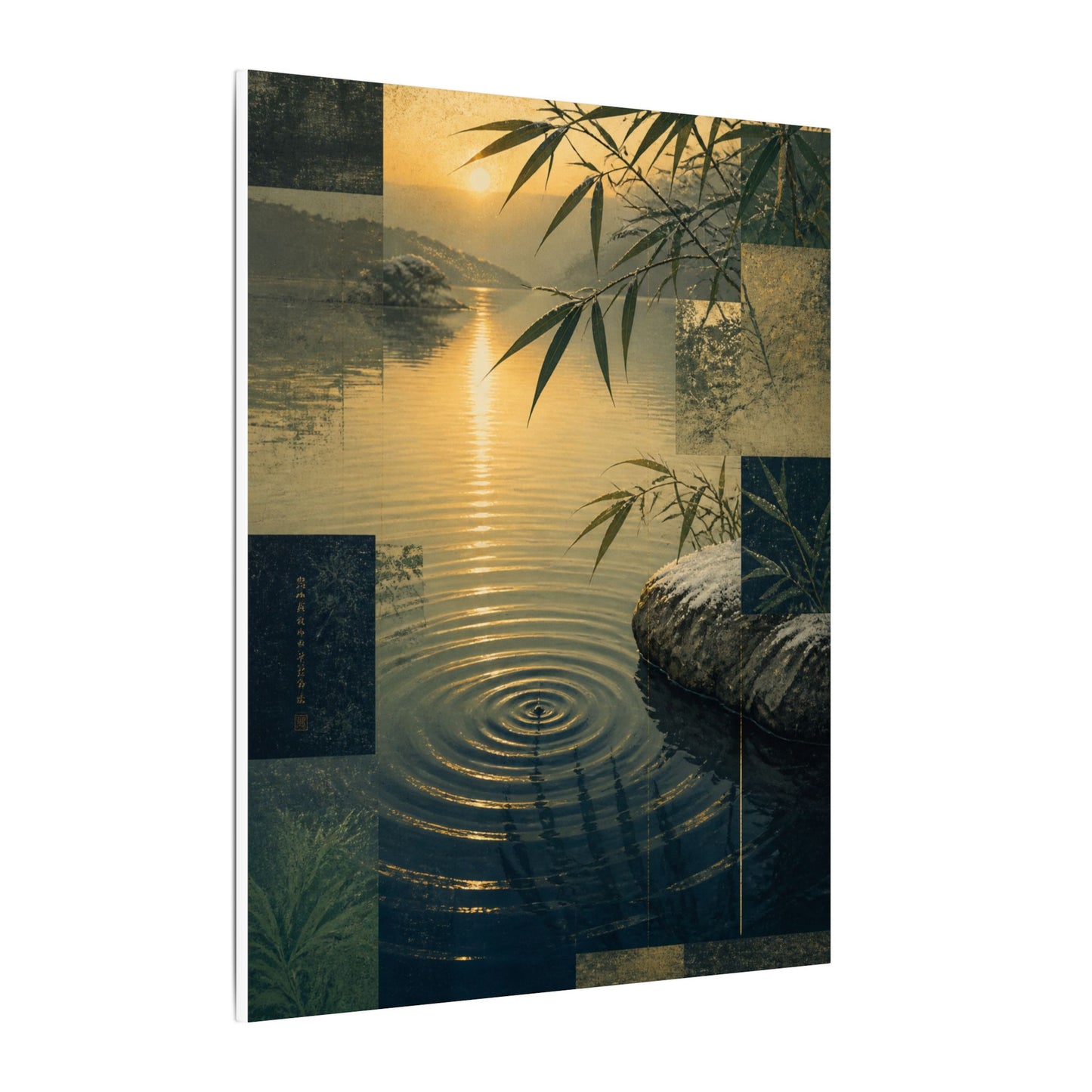 Zen Water Ripple in Golden Hour | Ukiyo E Inspired Canvas Art