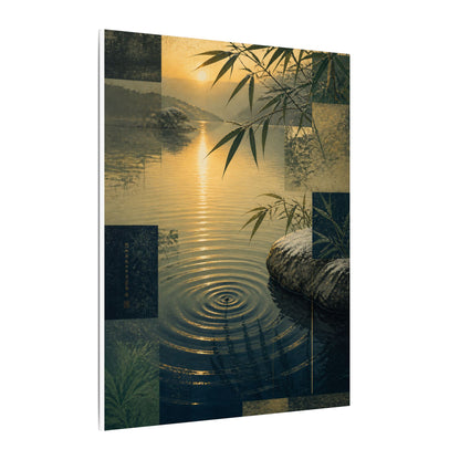Zen Water Ripple in Golden Hour | Ukiyo E Inspired Canvas Art