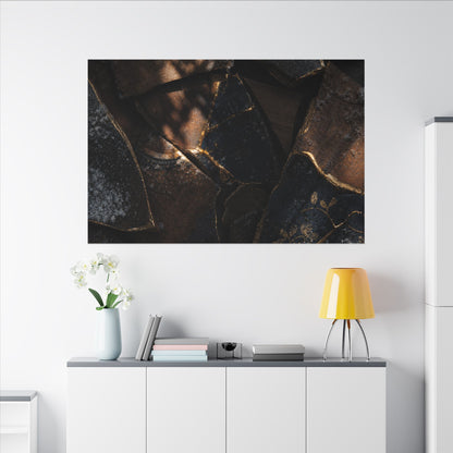 Fukinsei Broken Pottery Canvas Art - Dark Japandi Dark Texture