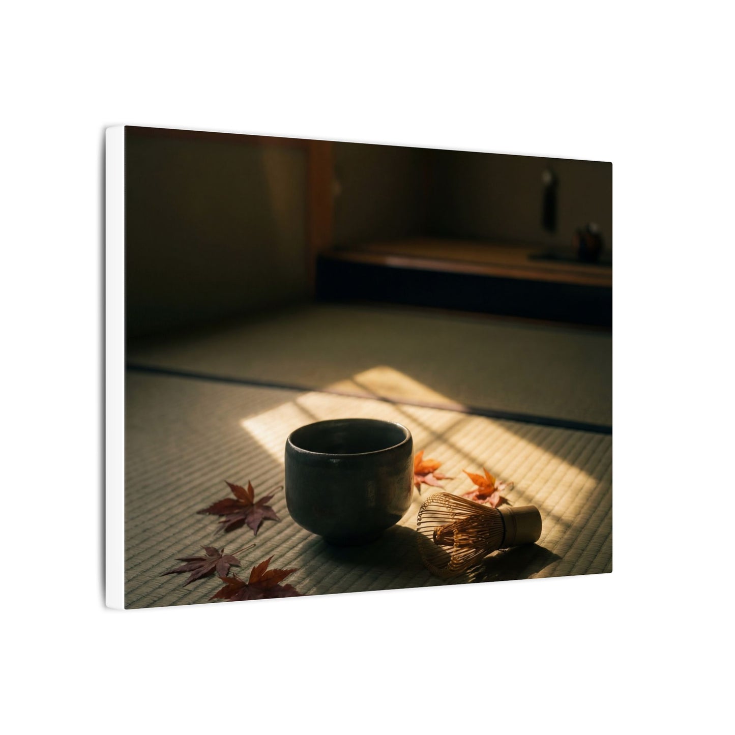 Dark Japandi Tea Ceremony in Golden Hour | Moody Minimal Canvas Art