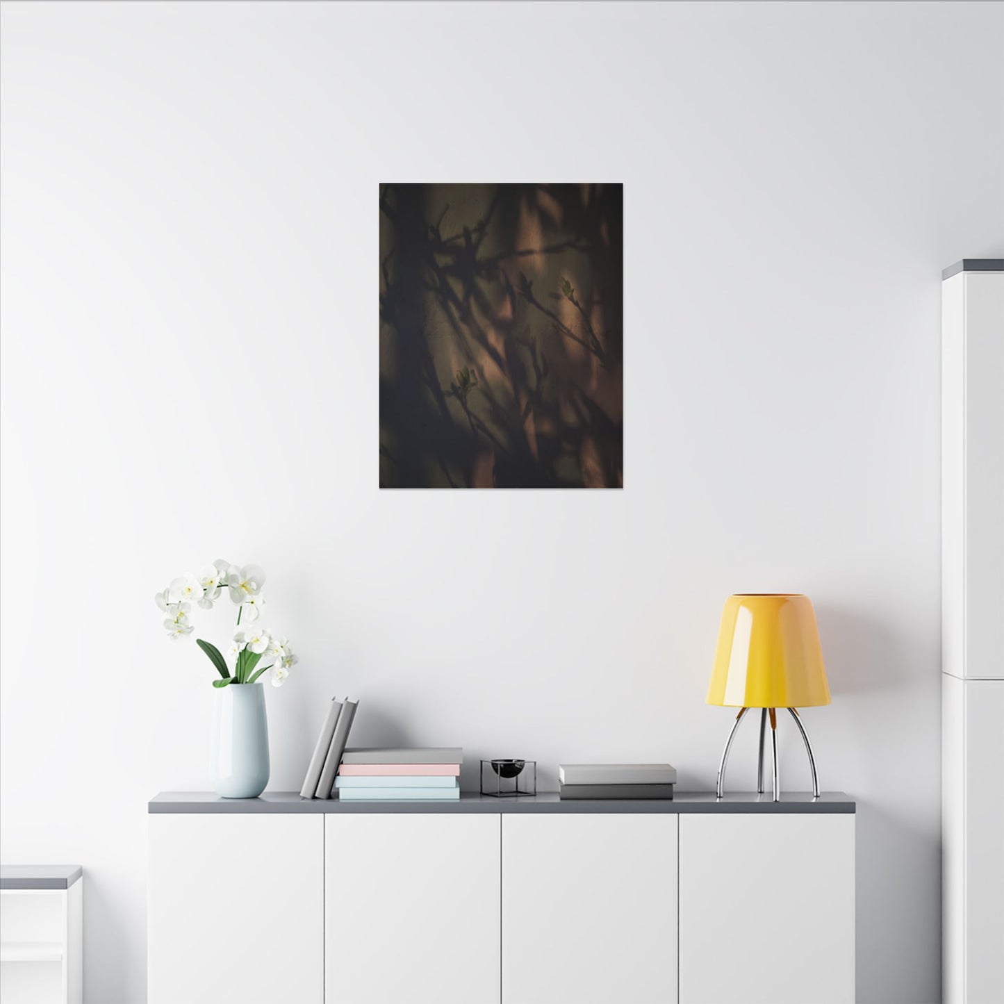 Candlelight Shadow Play Canvas Art - Dark Japandi Shibui