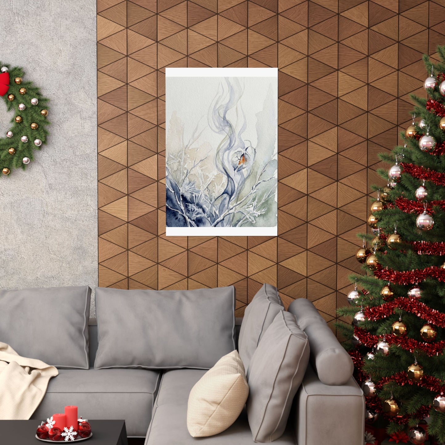 Incense Smoke Watercolor Wall Art Print | Elegant Japandi Art
