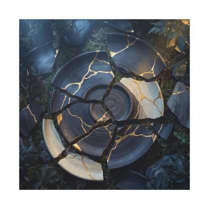 Resilient Broken Pottery Canvas Art - Gold Vein Kintsugi