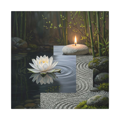 Candlelight Lotus Flower Canvas Art - Zen Kanso