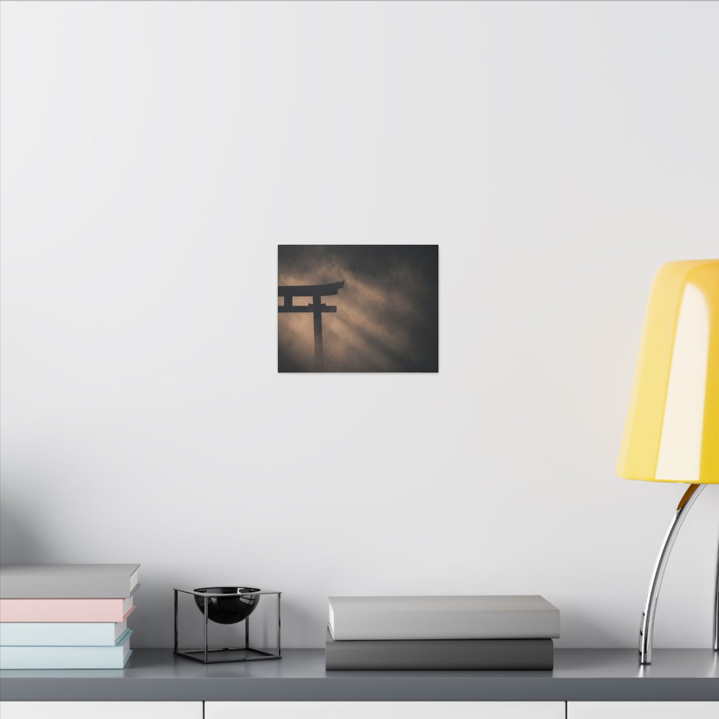 Torii Gate Shadow Zen Canvas Art | Bold Dark Japandi Art