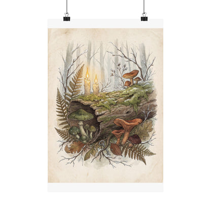 Winter Wild Mushrooms Herbarium Wall Art Print | Rustic Decor Art Print