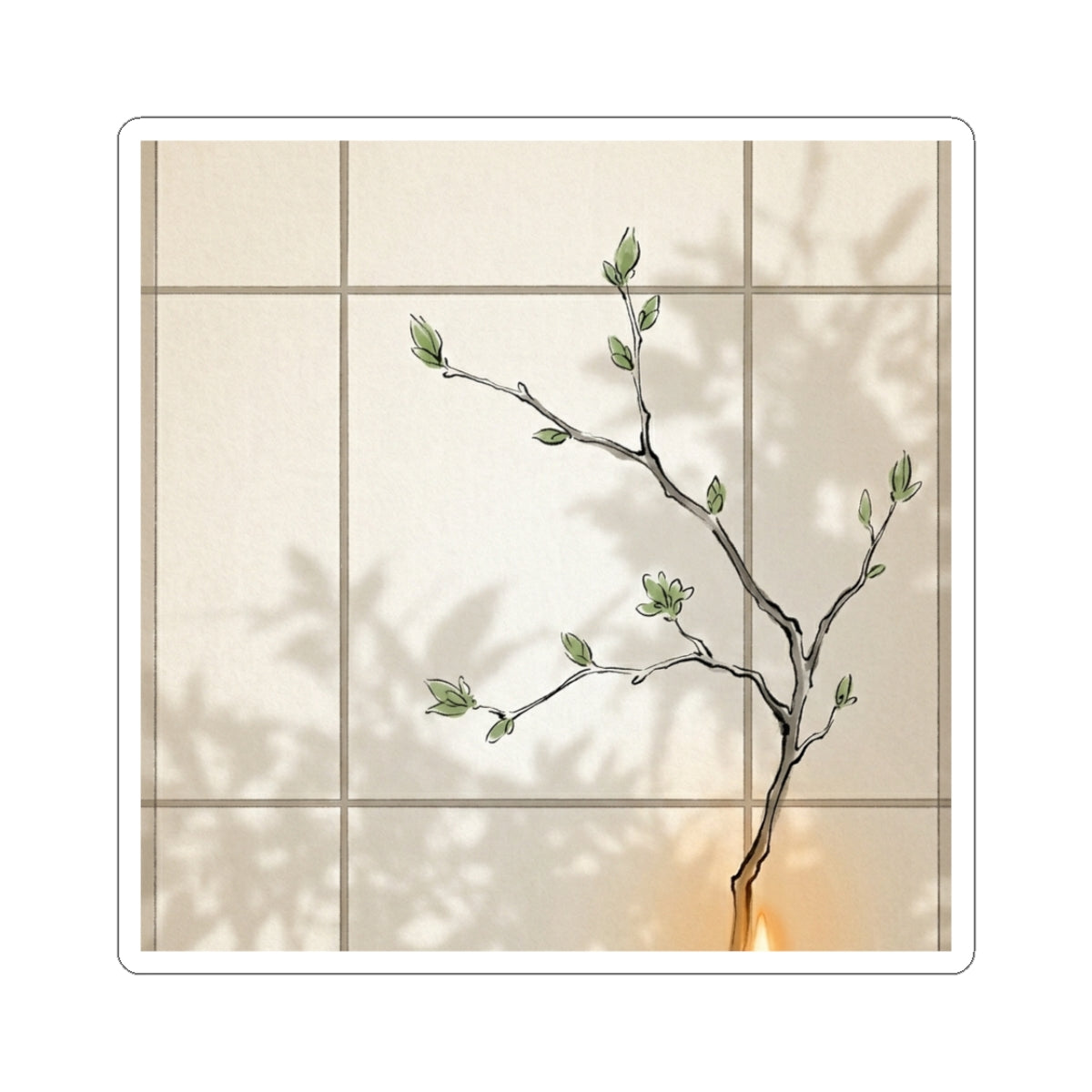 Shoji Screen Minimal Line Sticker | Elegant Japandi Art Art Print