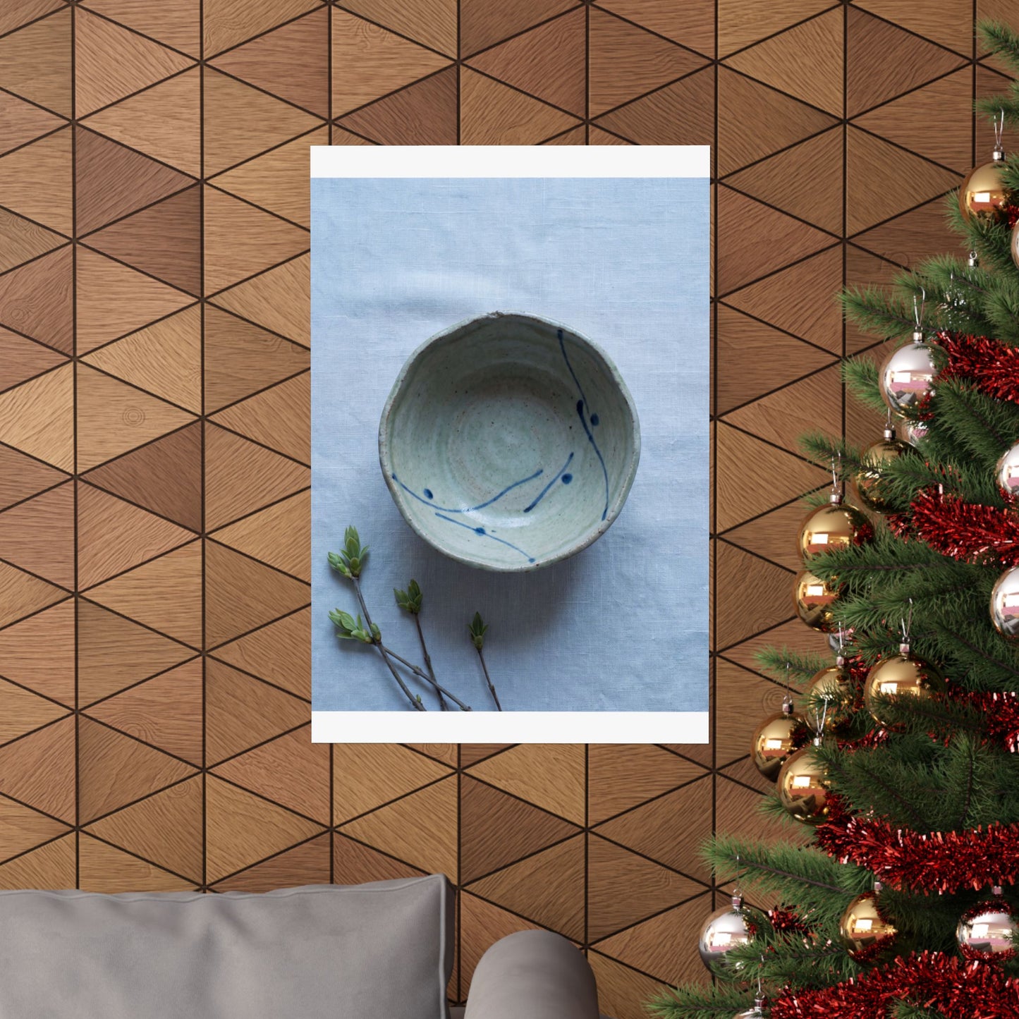 Japandi Ceramic Bowl in Moonlight | Minimal Line Wall Art Print