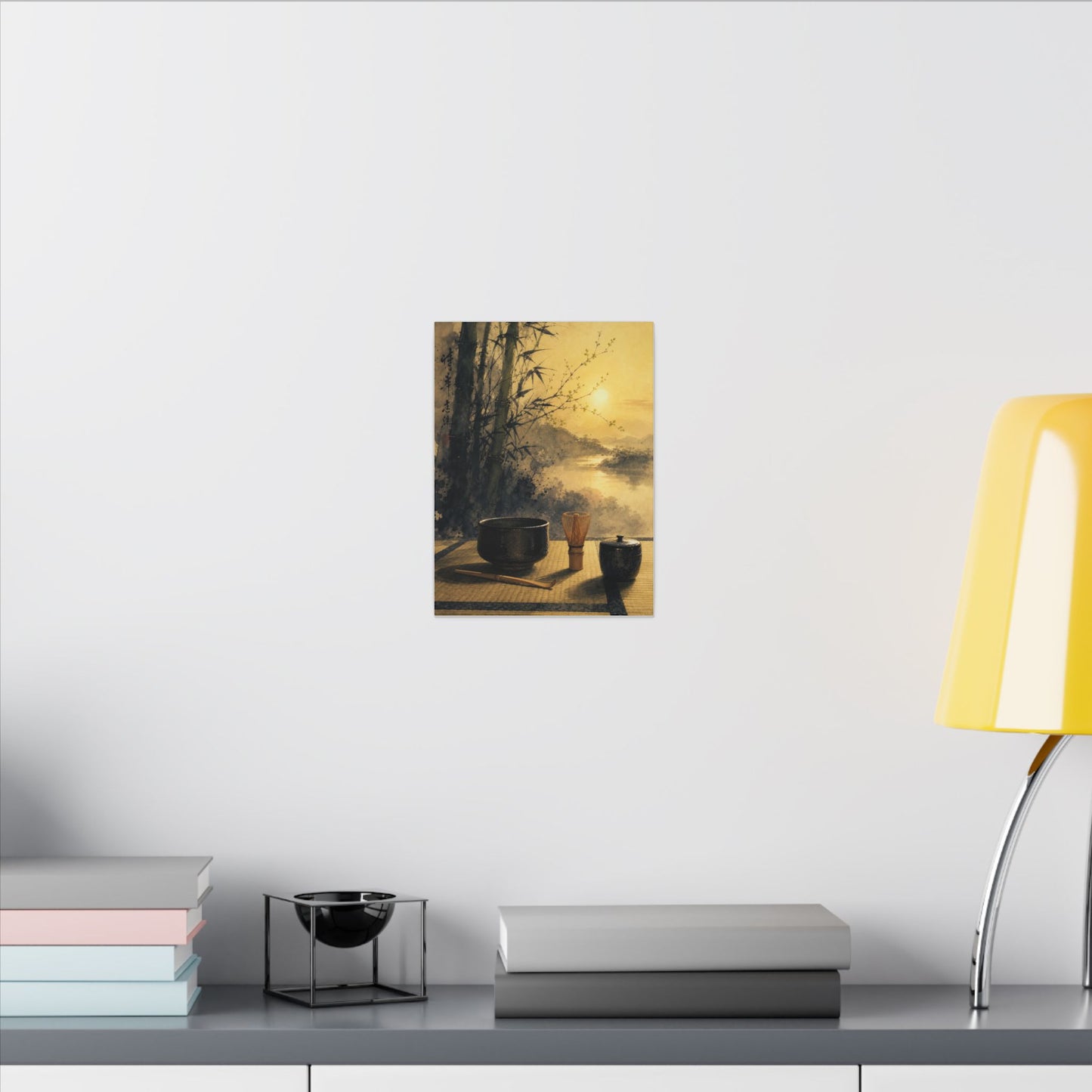 Tea Ceremony Sumi E Canvas Art | Contemplative Zen Art