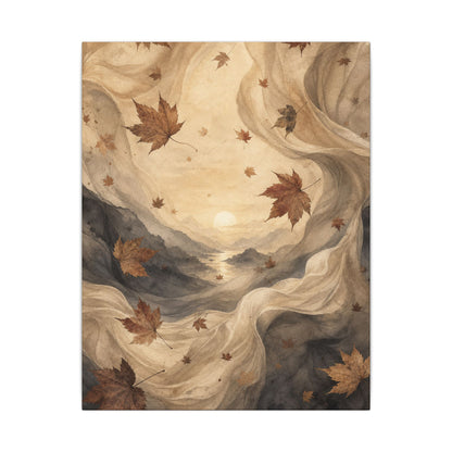 Autumn Silk Drape Watercolor Canvas Art | Earthy Decor