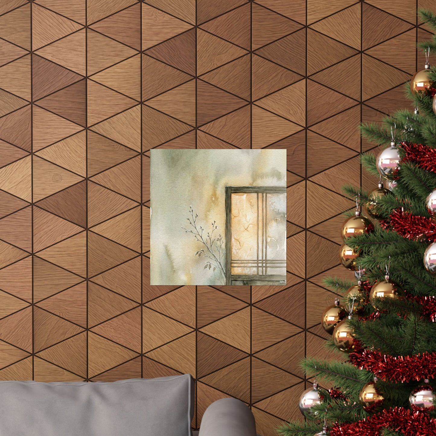 Shoji Screen Winter Wall Art Print | Japandi Earthy Design