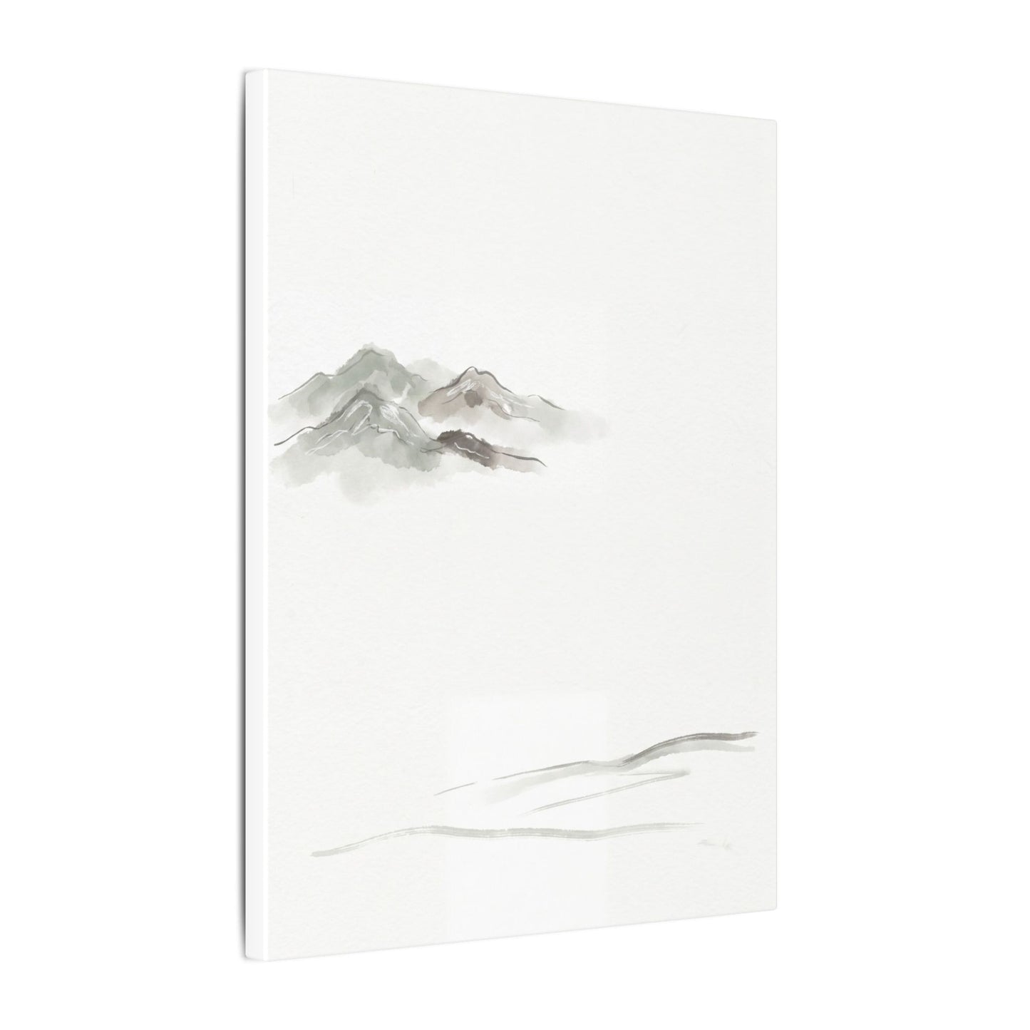 Winter Mountain Mist Minimal Line Canvas Art | Elegant Decor
