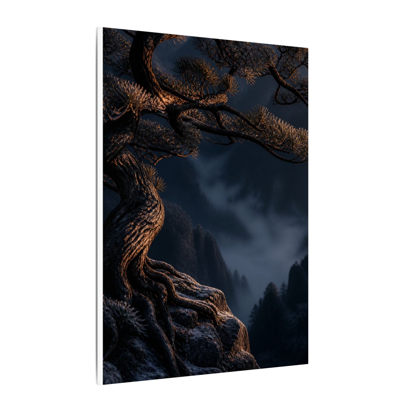 Bold Pine Tree Canvas Art - Shadow Zen Dark Japandi