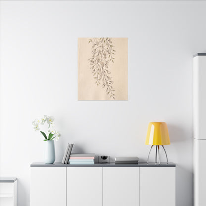 Japandi Wisteria in Golden Hour | Minimal Line Canvas Art