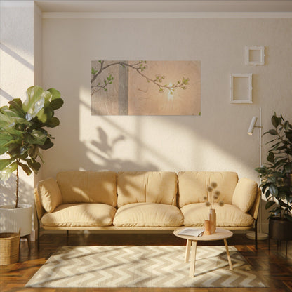 Warm Shoji Screen Canvas Art - Minimal Line Japandi