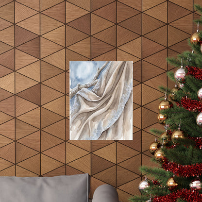 Silk Drape Wall Art Print | Winter Japandi Watercolor Art