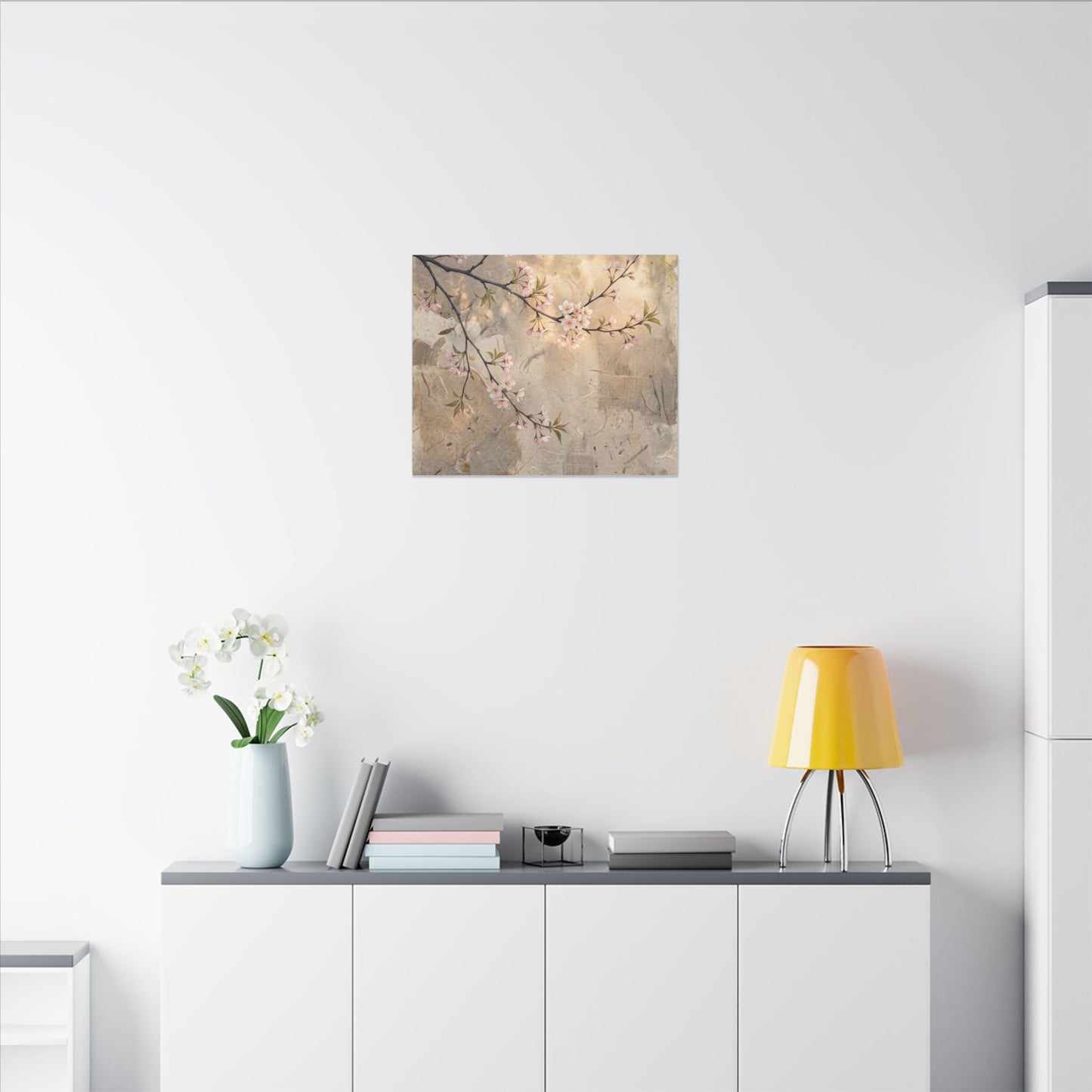 Summer Cherry Blossom Texture Canvas Art | Neutral Decor
