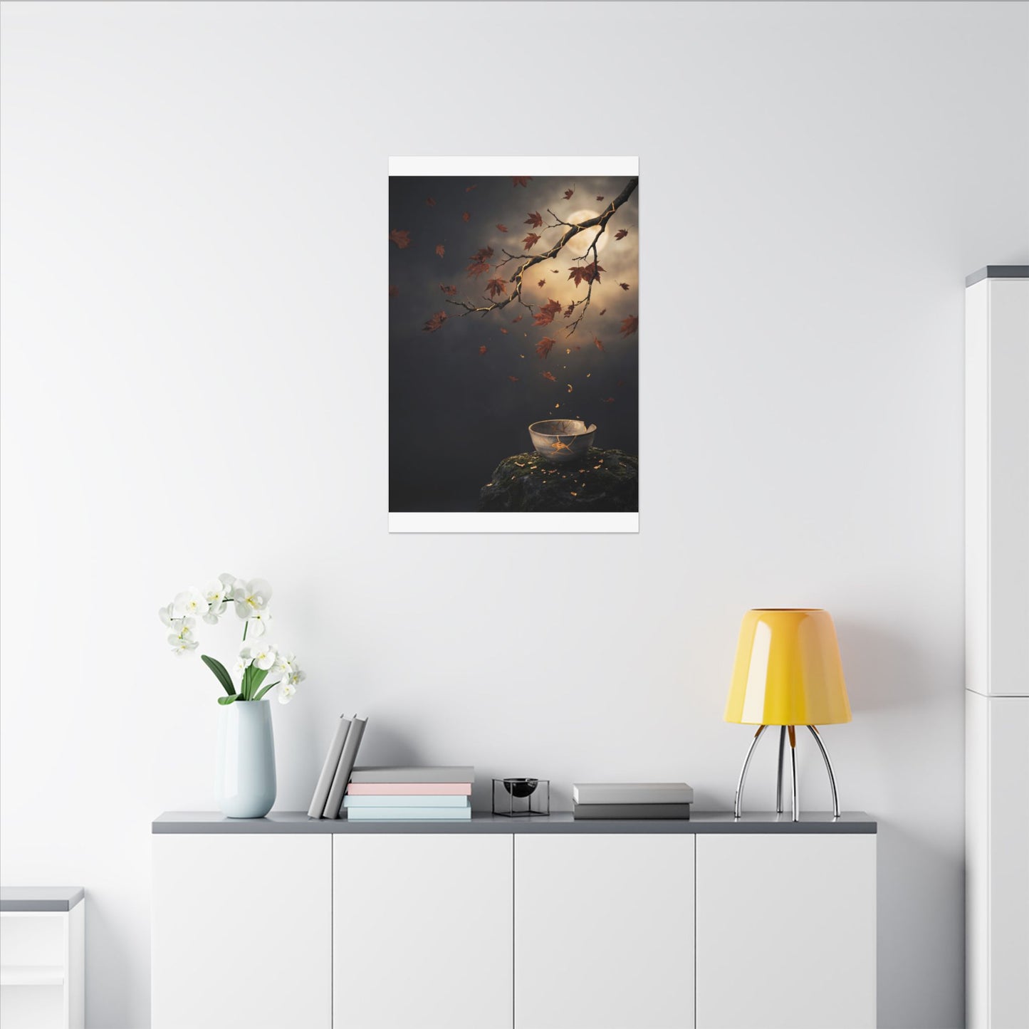 Moonlit Garden Gold Repair Canvas Art | Beautiful Kintsugi Art