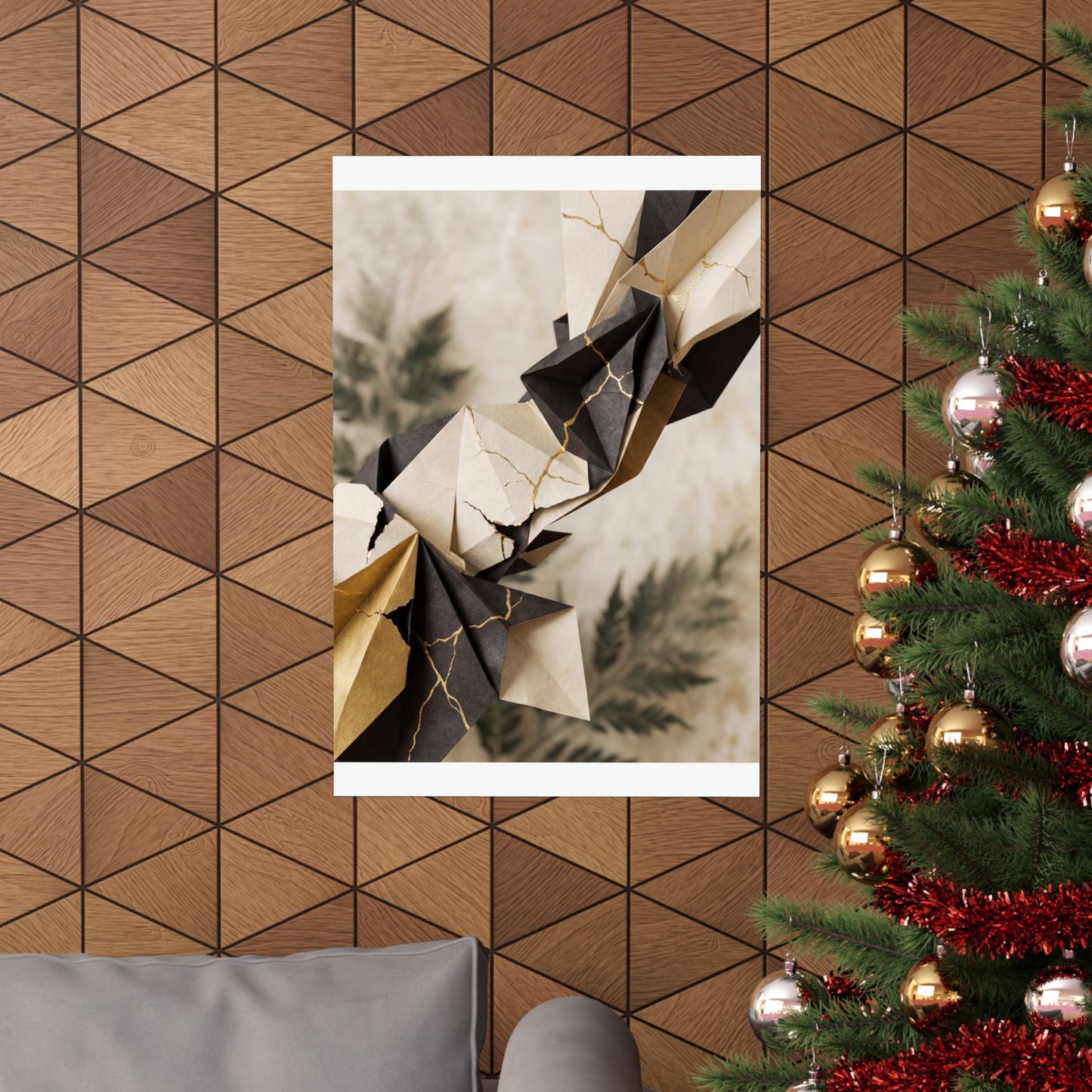 Kintsugi Paper Fold in Overcast | Broken Beauty Wall Art Print