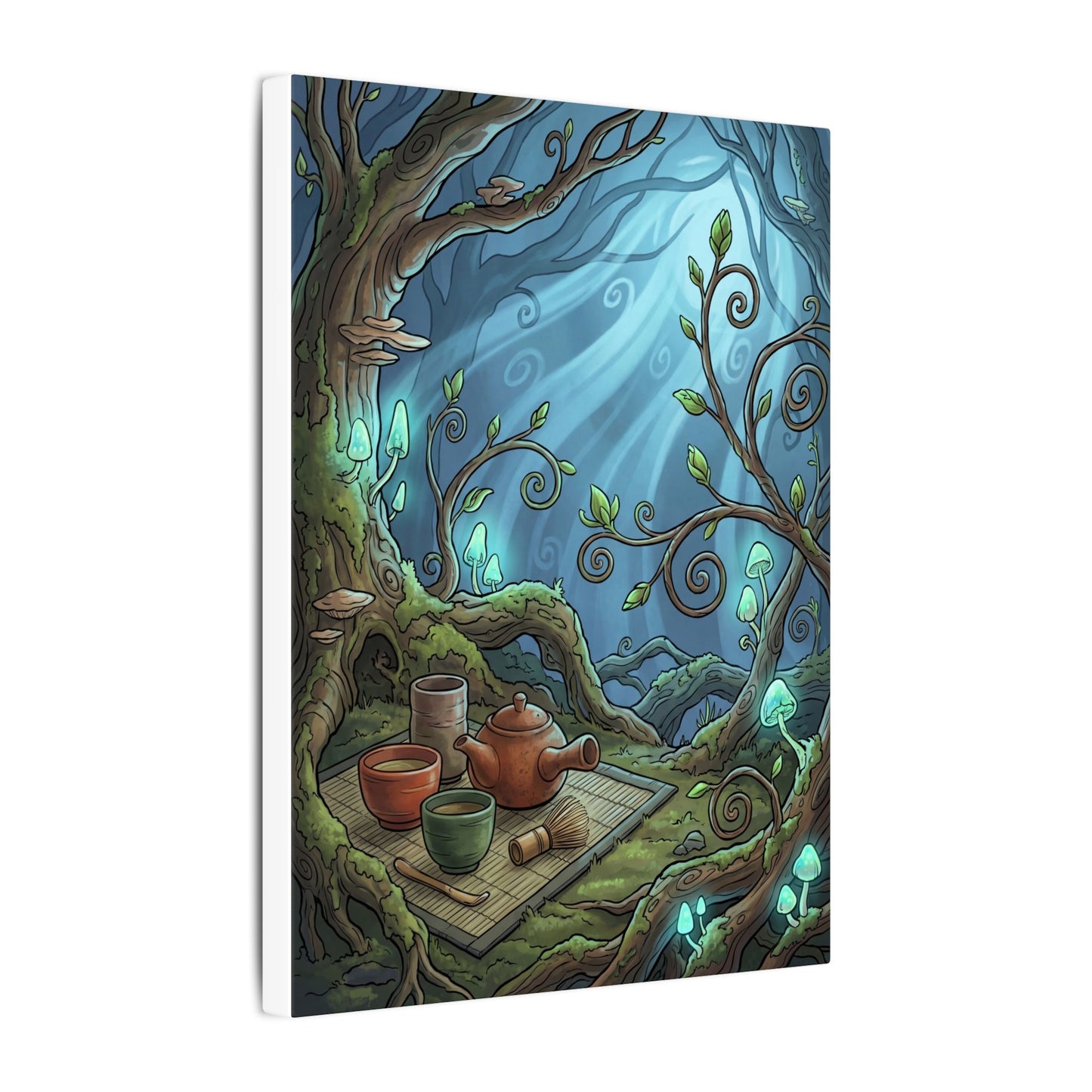 Spring Tea Ceremony Forest Whimsy Canvas Art | Cozy Decor