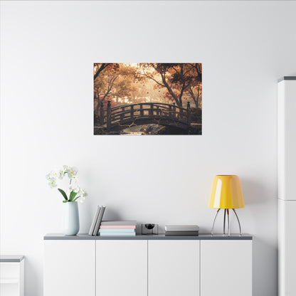 Autumn Wooden Bridge Gold Vein Canvas Art | Resilient Decor