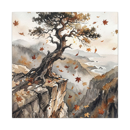 Autumn Pine Tree Watercolor Canvas Art | Warm Decor