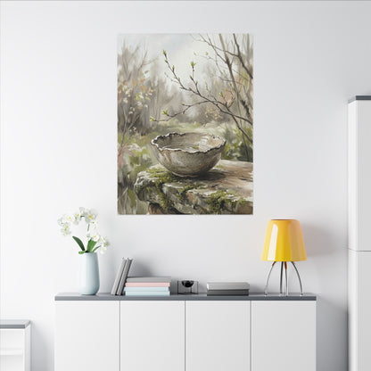 Japandi Ceramic Bowl in Overcast | Minimal Line Canvas Art