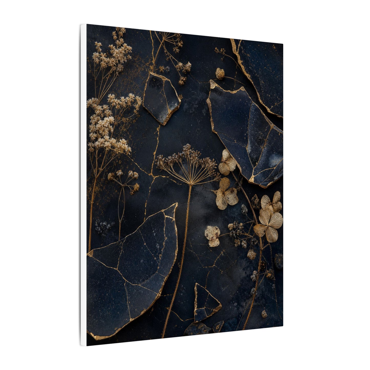 Philosophical Dried Flowers Canvas Art - Broken Beauty Kintsugi
