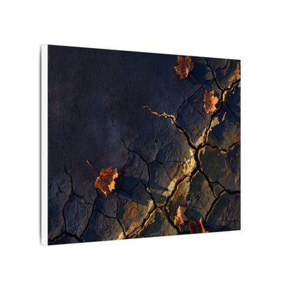 Cracked Earth Canvas Art | Autumn Dark Japandi Dark Texture Art