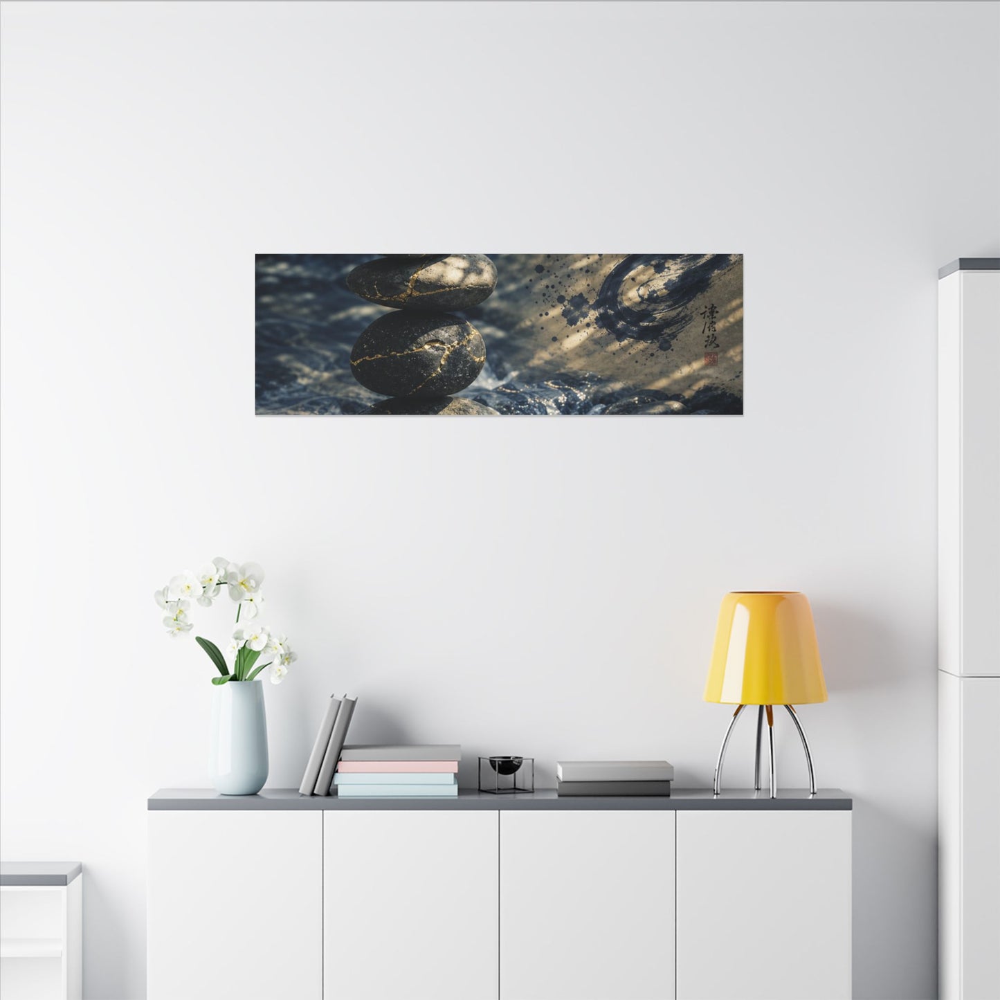 Kintsugi River Stones in Dappled | Broken Beauty Canvas Art