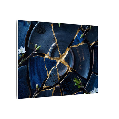 Moonlight Broken Pottery Canvas Art - Kintsugi Fukinsei