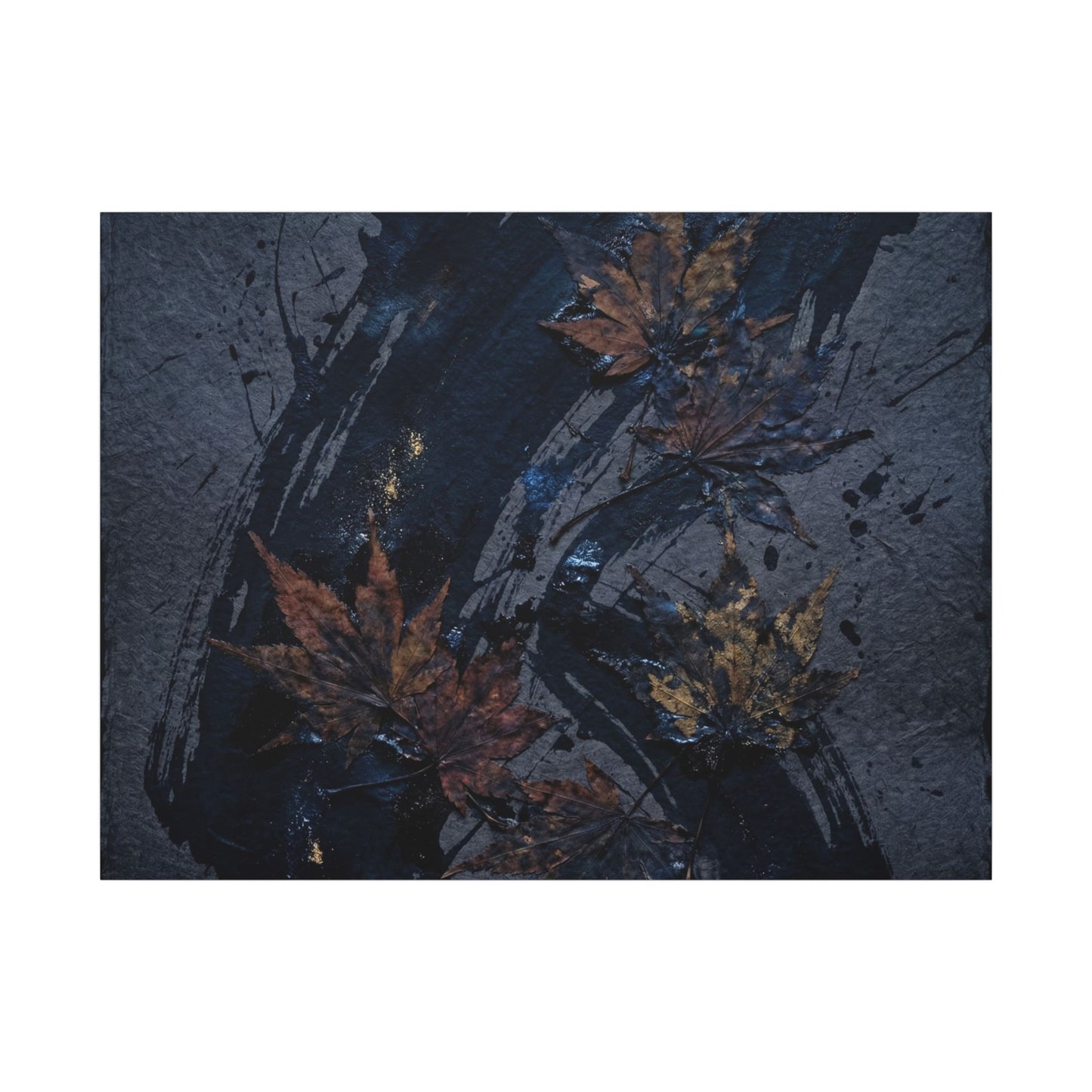 Sophisticated Ink Brushstroke Canvas Art - Dark Texture Dark Japandi