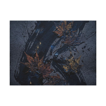 Sophisticated Ink Brushstroke Canvas Art - Dark Texture Dark Japandi