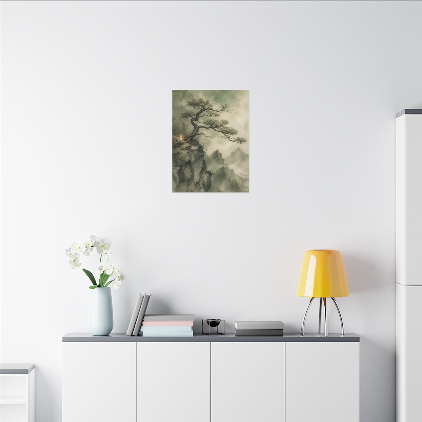 Candlelight Pine Tree Canvas Art - Japandi Kanso